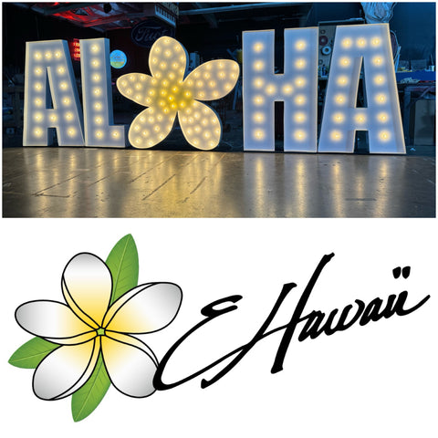 ALOHA Sign Light Up | Custom ALOHA Sign | Custom Marquee Symbol Shape | Large Marquee Letters with Lights | Giant Letters Marquee Lights
