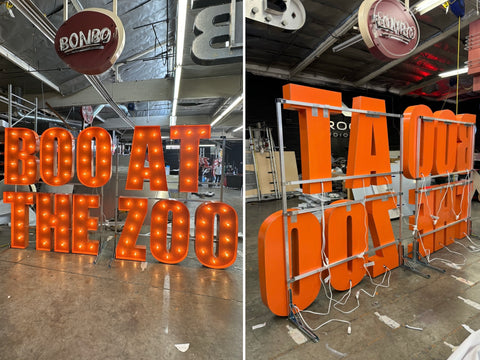 Stacked Marquee Letters with Metal Stand | Large Marquee Letters with Lights | Lighted Marquee Letters 4ft 5ft tall