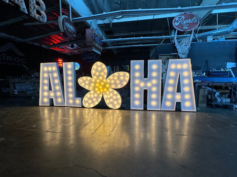 ALOHA Sign Light Up | Custom ALOHA Sign | Custom Marquee Symbol Shape | Large Marquee Letters with Lights | Giant Letters Marquee Lights