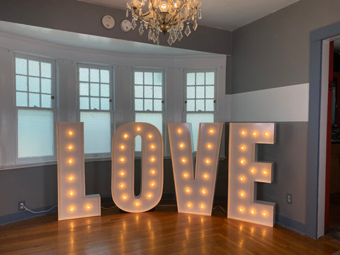 Giant LOVE Marquee Letters 4ft tall Rental | Large Light Up LOVE Rental | Large Marquee Letters Rental