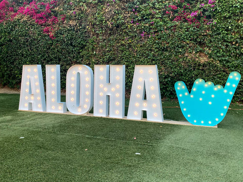 Giant Shaka Symbol Light Up Sign | Custom Marquee Sign | Hawaiian Theme Wedding Birthday Decoration