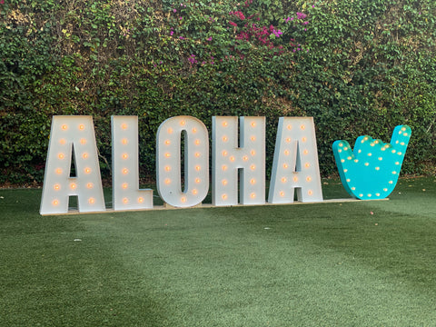 Giant Shaka Symbol Light Up Sign | Custom Marquee Sign | Hawaiian Theme Wedding Birthday Decoration